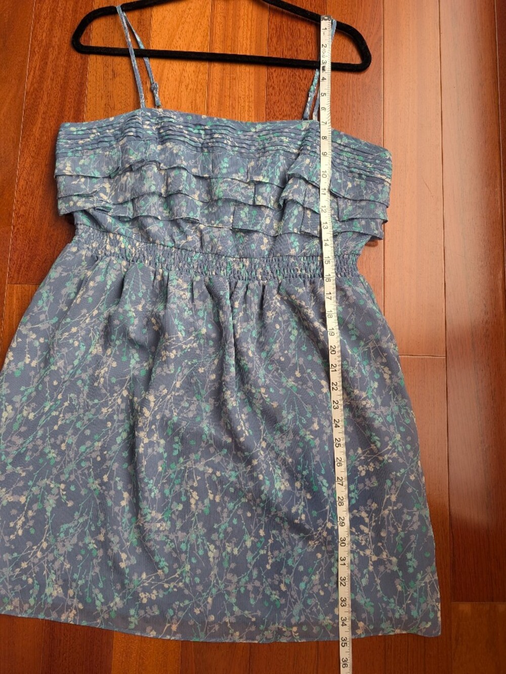 LC Lauren Conrad Teal and Navy Floral Spaghetti Strap Dress - Picture 10 of 10